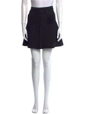 Sandro Paris Black Lace-Up High-Waist Women's Skirt